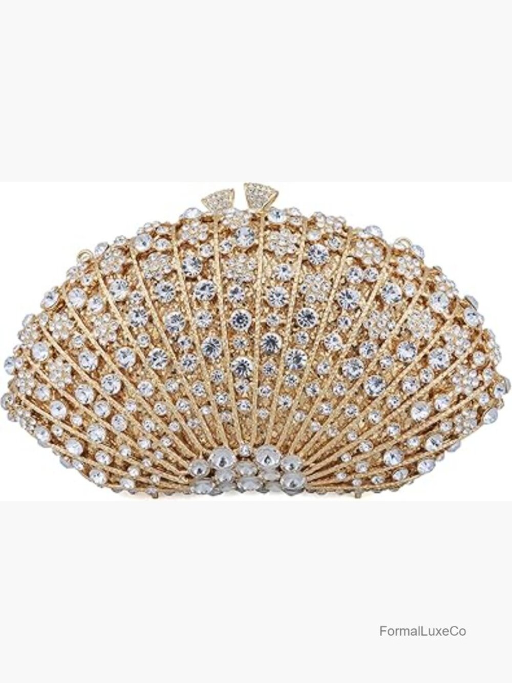 Crystal Rhinestone Evening Clutch with Chain Strap